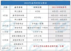 武汉易学堂教育独家资讯：2022年湖北成人高考全年时间安排表